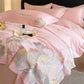 Gradient Floral Embroidered Cotton Bedding Set(4PCS) - Pink - King - image 16