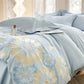 Daisy Embroidered Pure Cotton Bedding Set(4PCS) - Blue - King - image 3