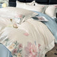 Floral & Butterfly Embroidered Cotton Bedding Set(4PCS) - White & Blue - King - image 3