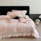 Tulip Embroidery Ruffled Lace Cotton Bedding(4PCS) - Pink - King - image 7
