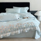 Tulip Embroidery Ruffled Lace Cotton Bedding(4PCS) - Blue - King - image 12