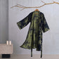 Watercolor Floral Organic Cotton Kimono Robe - Dark Green - 2XL - image 14