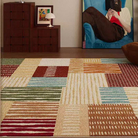 Modern Striped Patchwork Area Rug - 79"W × 118"L - image 0