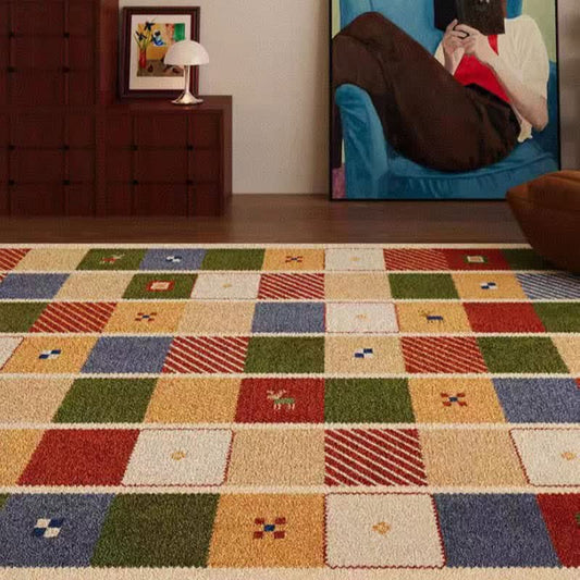 Colorful Patchwork Checkered Area Rug - 79"W×118"L - image 0