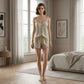 Blue Floral Cotton Ruffle Women's Pajamas - image 3