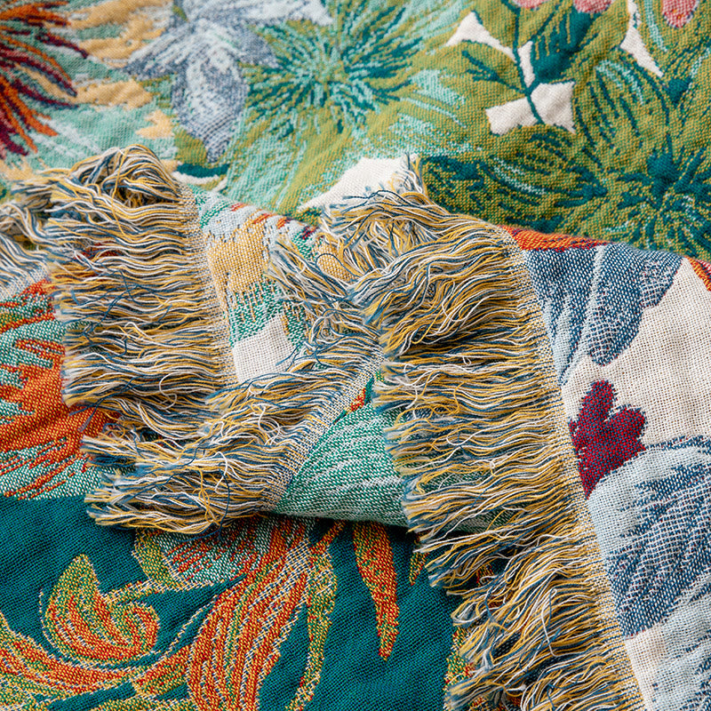 Vintage Tropical Floral  Reversible Gauze Quilt - image 4