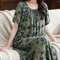 Green Floral Gathered Neck Lounge Dress - image 3