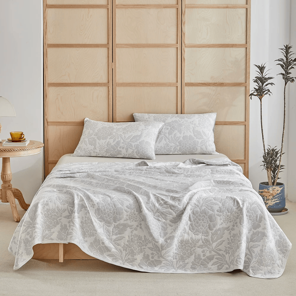 Cotton Simple Peony Jacquard Bedding Set – uk.ownkoti