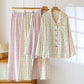 Colorful Stripe Check Cotton Matching Pajamas - image 4