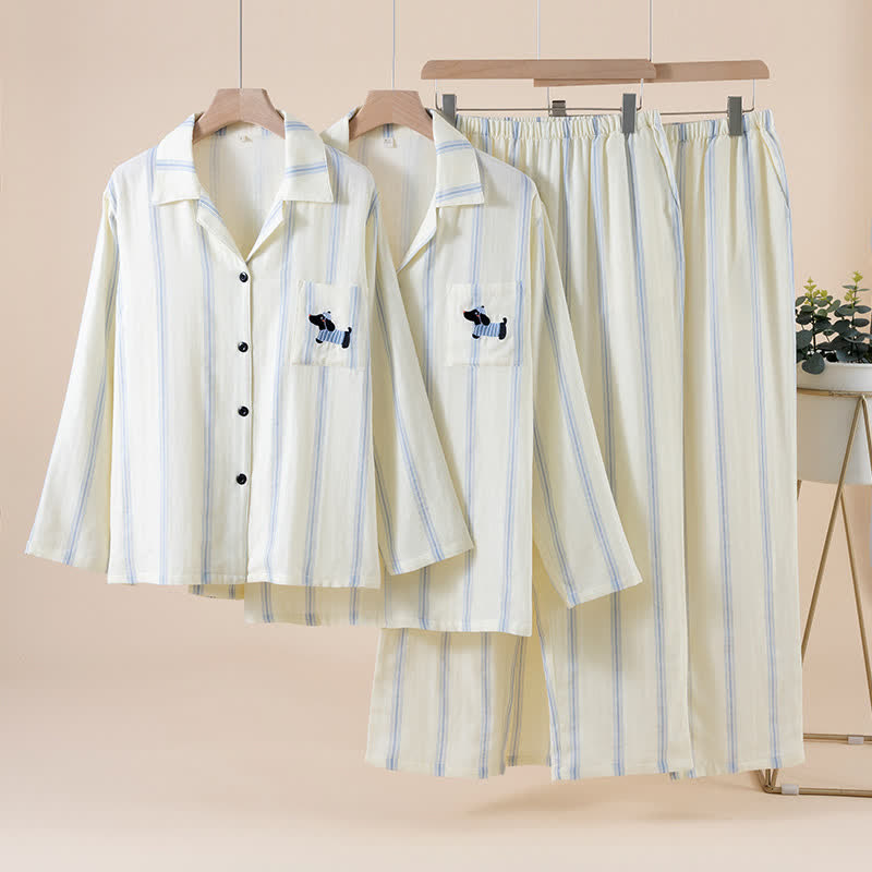 Striped Cotton Matching Couple Pajama Set - image 0