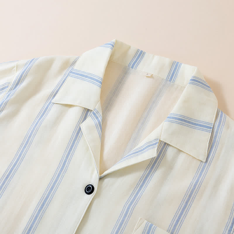 Striped Cotton Matching Couple Pajama Set - image 4