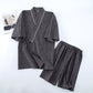 Unisex Solid Cotton Short Sleeve Pajamas - Gray - XL - image 6