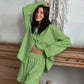 Solid Cotton Ruffle Trim Women's Pajamas - Green - L - image 10