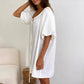 White Cotton Tie Neck Loungewear Dress - image 2