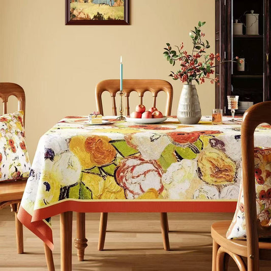 Ownkoti Waterproof Oil-Painting Floral Tablecloth - Multicolor - Square - 55" × 55" - image 0