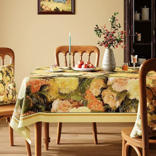 Ownkoti Elegant Painterly Floral Print Tablecloth - Multicolor - Square - 55" × 55" - image 0