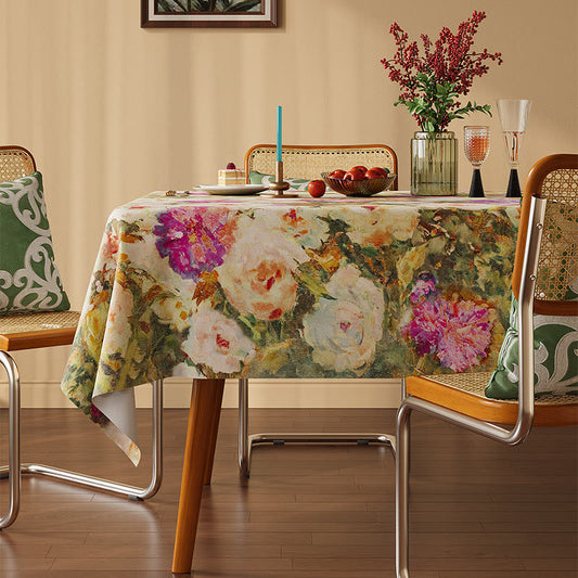 Ownkoti Soft Impressionist Rose Tablecloth - Multicolor - Rectangle - 55" × 86" - image 0