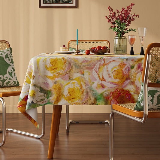 Ownkoti Soft Impressionist Rose Floral Tablecloth - Multicolor - Rectangle - 55" × 86" - image 0
