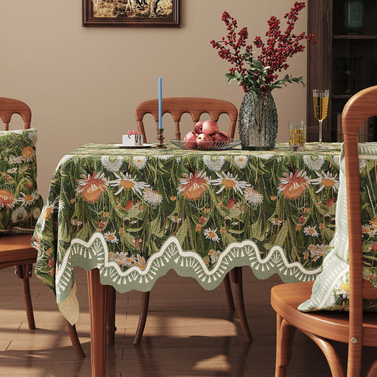 Ownkoti Woodland Wildflower & Daisy Tablecloth - Green - Rectangle - 55" × 86" - image 0