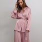 Solid Color Belted Women's Loungewear Set - Pink - XL - image 15