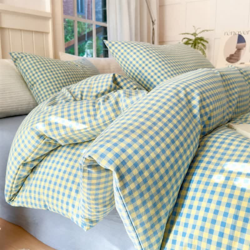 Small Check Gingham Cotton Bedding Set - image 3