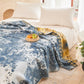 Blue Watercolor Floral Cotton Muslin Quilt - image 2
