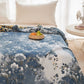 Blue Watercolor Floral Cotton Muslin Quilt - image 5