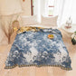 Blue Watercolor Floral Cotton Muslin Quilt - image 1