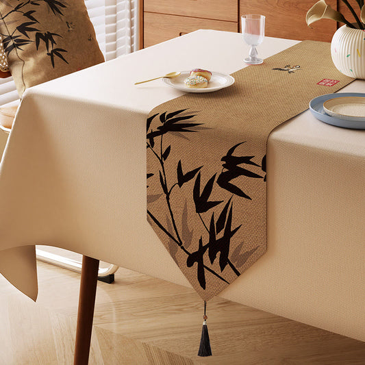 Ink-Wash Bamboo Charm Table Runner - Brown - 13" × 87" - image 0