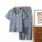 Blue Abstract Plaid Cotton Loungewear Set - image 0