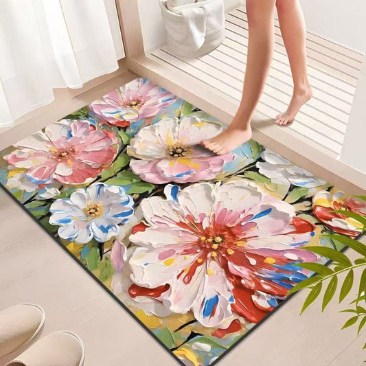 Vibrant Oil Painting Floral Bathroom Rug - 31" × 47" - image 0