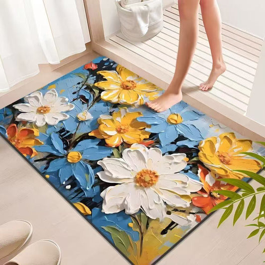Vibrant Impressionist Floral Bathroom Rug - 31" × 47" - image 0
