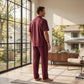 Cotton Burgundy Vertical Stripe Loungewear Set - image 2