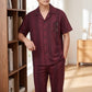 Cotton Burgundy Vertical Stripe Loungewear Set - image 1