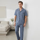 Cotton Blue-Gray Plaid Button Loungewear Set - image 2