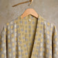 Soft Yellow Grey Cotton Plaid Kimono Robe - image 5