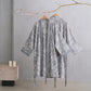 Cotton Dusty Blue Rose Print Kimono Robe - image 2