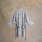 Cotton Dusty Blue Rose Print Kimono Robe - image 1