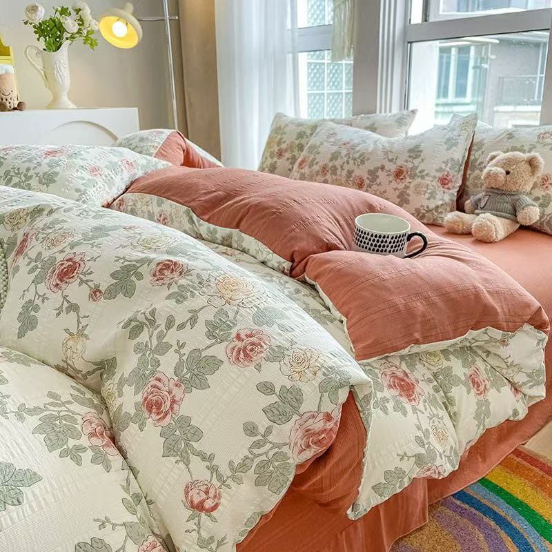 Ownkoti Vintage Rose Floral Cottagecore Cotton Bedding Set - King - Bedding Set(Flat Sheet Style) - image 0
