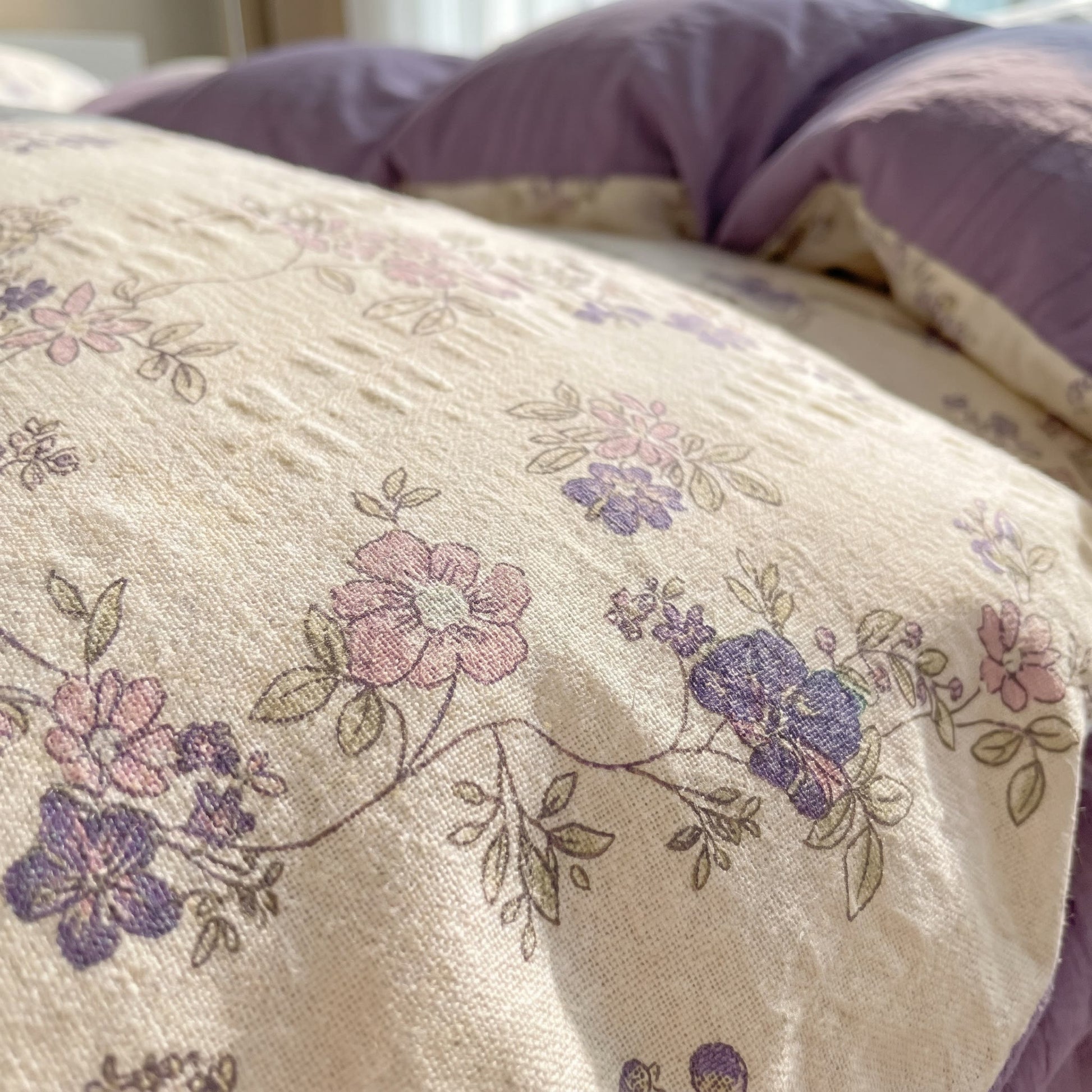 Ownkoti Pastel Purple Floral Cottagecore Cotton Bedding Set - image 6
