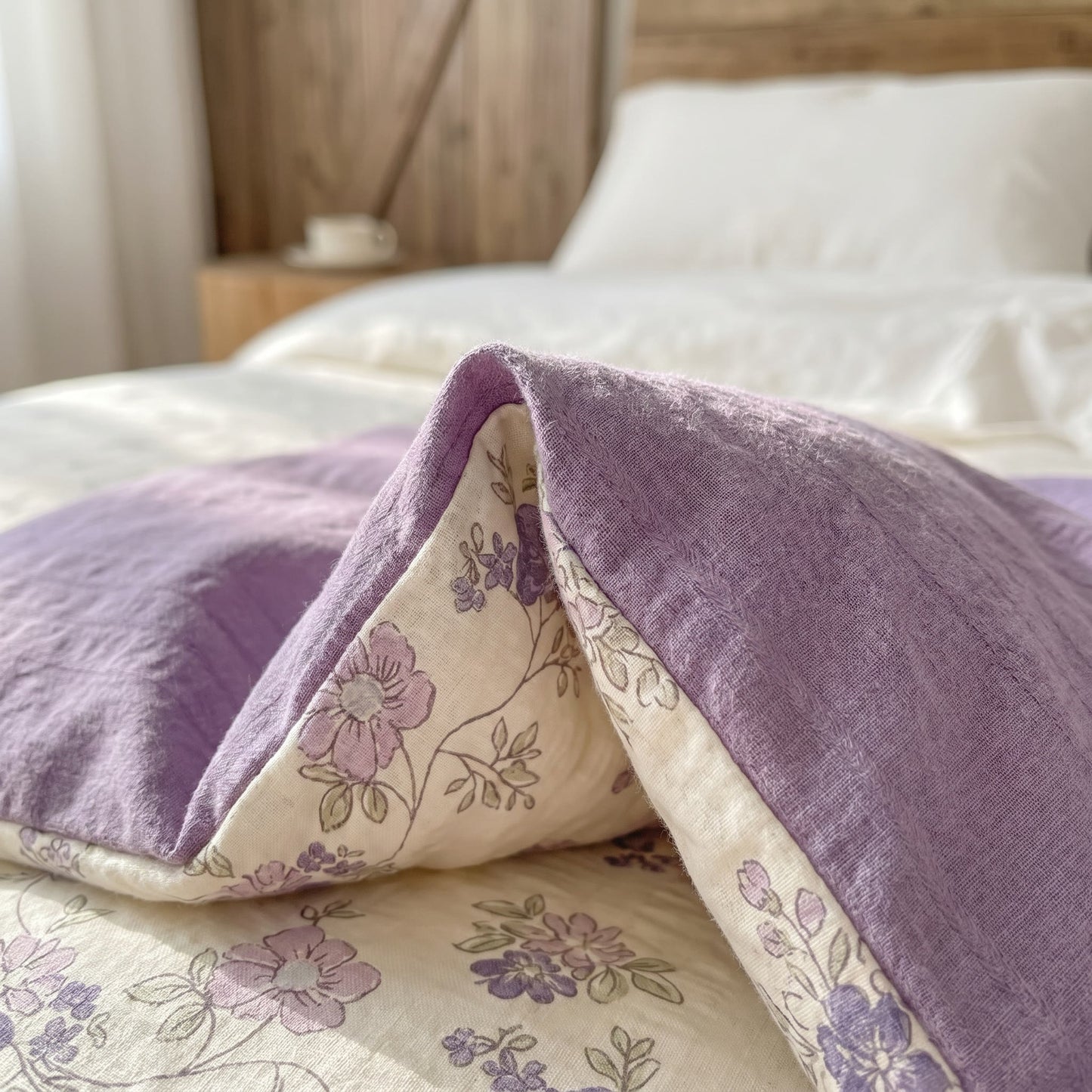Ownkoti Pastel Purple Floral Cottagecore Cotton Bedding Set - image 5
