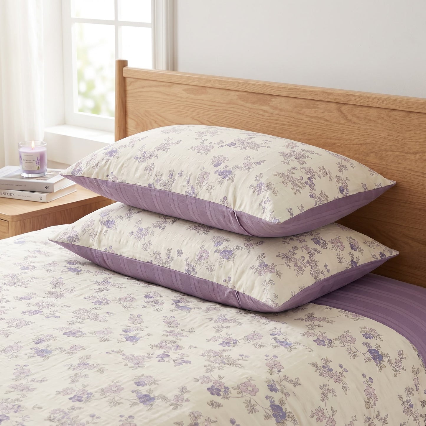 Ownkoti Pastel Purple Floral Cottagecore Cotton Bedding Set - image 3