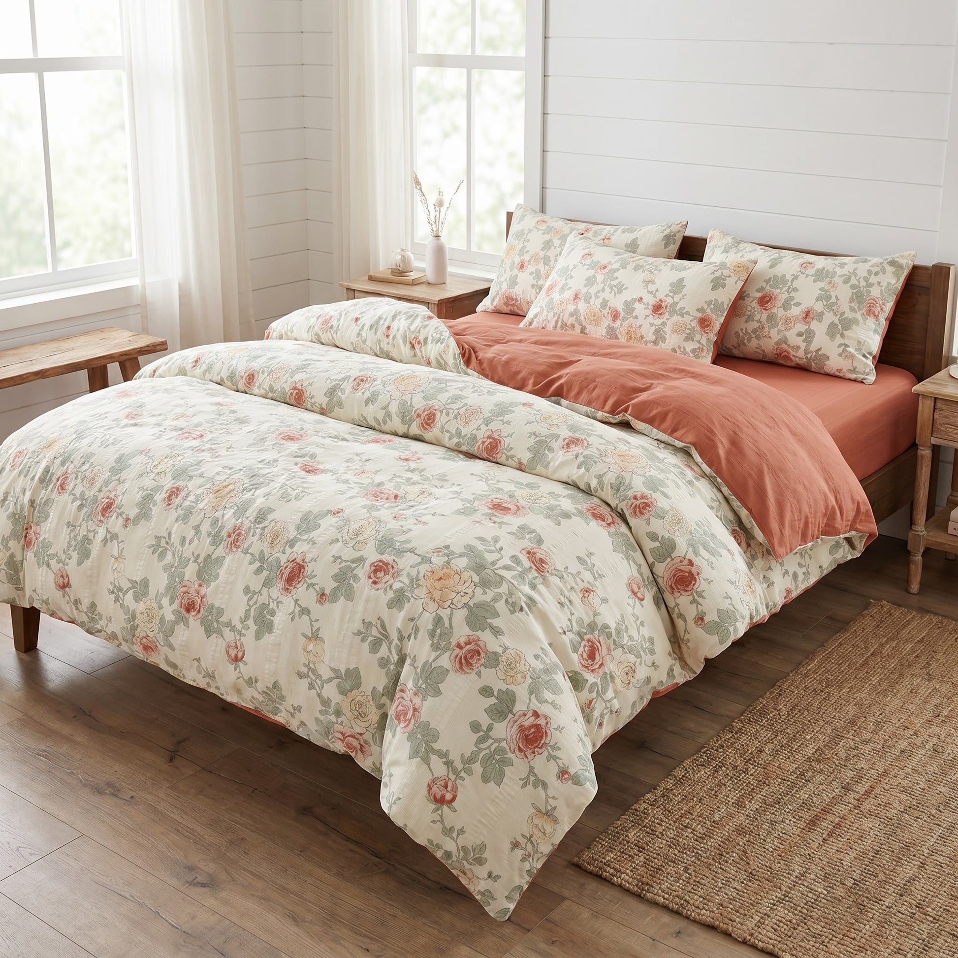 Ownkoti Vintage Rose Floral Cottagecore Cotton Bedding Set - image 1