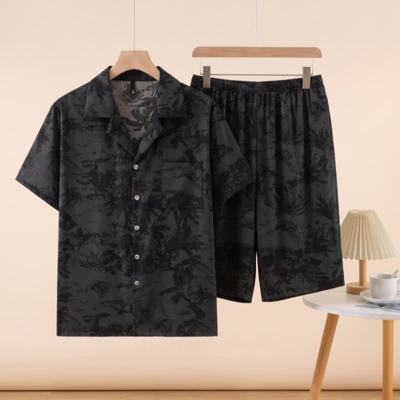 Unisex Dark Pattern Pajama Set - Black - 3XL - image 0
