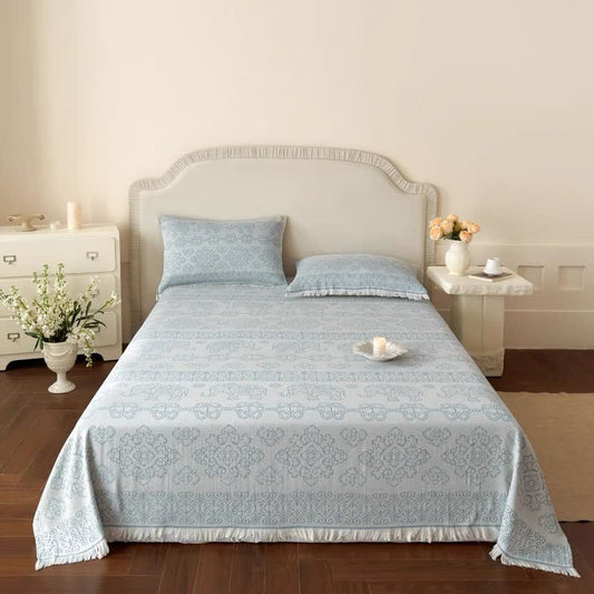 Ownkoti Multicolor Oriental Floral Cotton Gauze Quilt - Blue - Queen - image 0