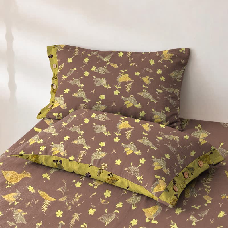 Duck & Floral Cotton Double Gauze Bedspread - image 5