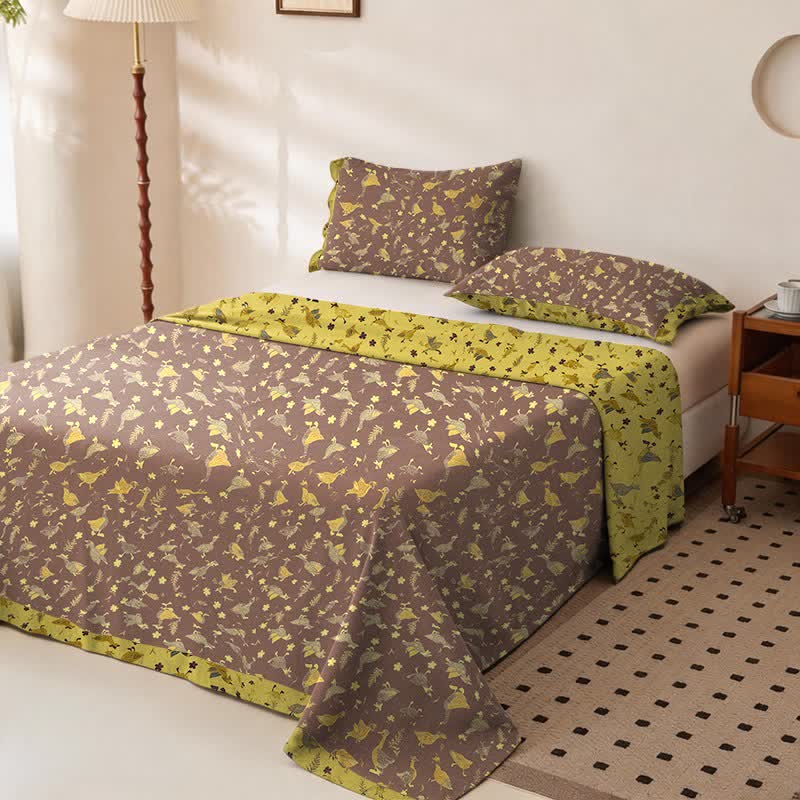 Duck & Floral Cotton Double Gauze Bedspread - image 3