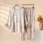 Oriental Print Fiber Women's Loungewear Set - Beige - 2XL - image 9