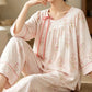 Floral Bamboo Cotton Tie Neck Pajamas - image 4