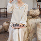 Floral Embroidered Cotton Linen Women's Pajamas - image 4